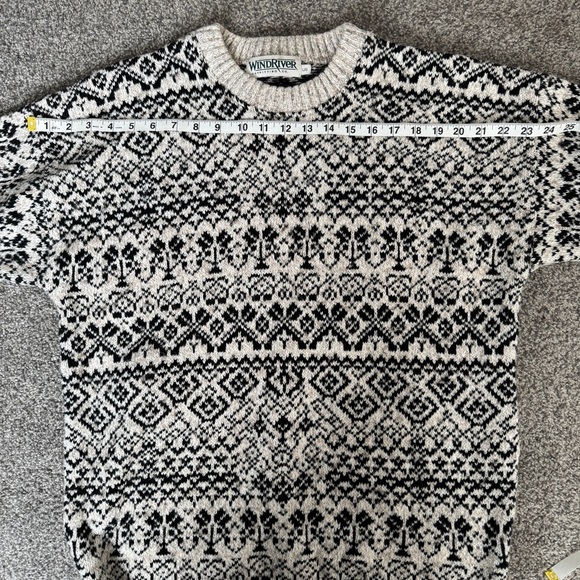 Vtg WindRiver Outfitter Knit Thermal Sweater Dark Green and Lighter Brown Large - Picture 11 of 14